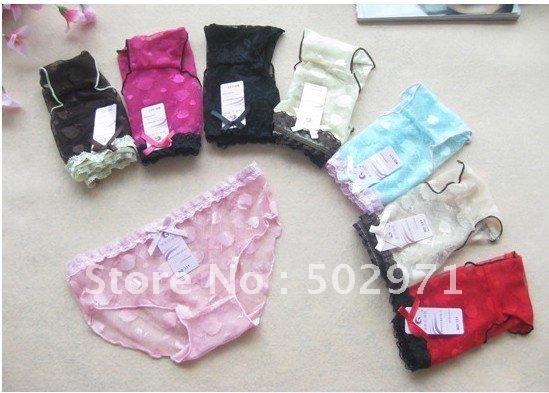 Free Shipping Lady's sexy underwear lace non-trace candy women's underwear wholesale 12pcs