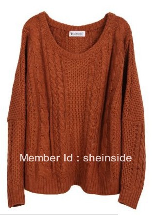 Free Shipping Lady's Stylish Perfect Coffee Batwing Long Sleeve Pullovers Sweater