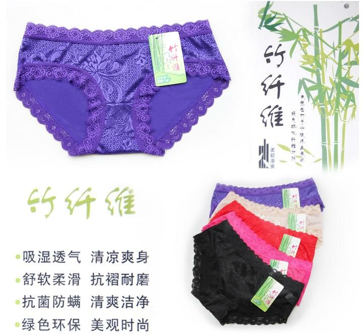Free shipping ,lady's translucent pants, lace briefs, bamboo fiber material, wholesale 5pcs/lot