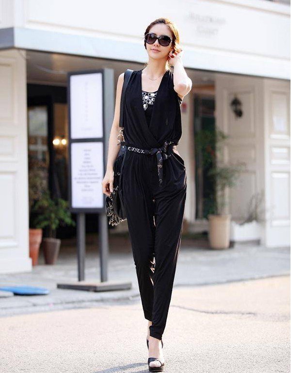 Free shipping lady Women Fashion Sleeveless Rompers Strap long Jumpsuit Scoop Haroun pants,2 colors 2 sizes