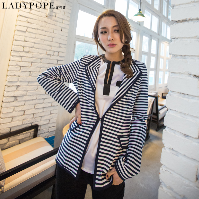 Free Shipping Ladypope2013 spring fashion stripe long-sleeve suit jacket outerwear female slim 311w007 LDX