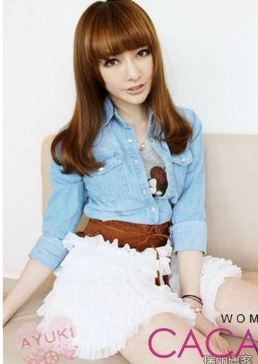 Free shipping   lapel blue denim shirt/Beautiful fashion high quality women's tops/Wholesale & Retail