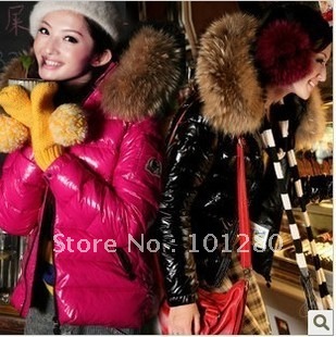 Free shipping large fur luxury collar thickening ladies slim down coat short design newest down jacket