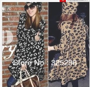 Free shipping large size 2013 New Women Spring and Autumn Personalized lips knit with cap long-sleeved loose sweater dq109