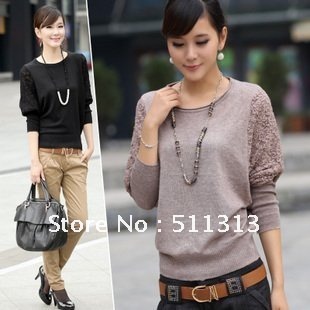 FREE SHIPPING large size long sleeve loose knitwear sweater