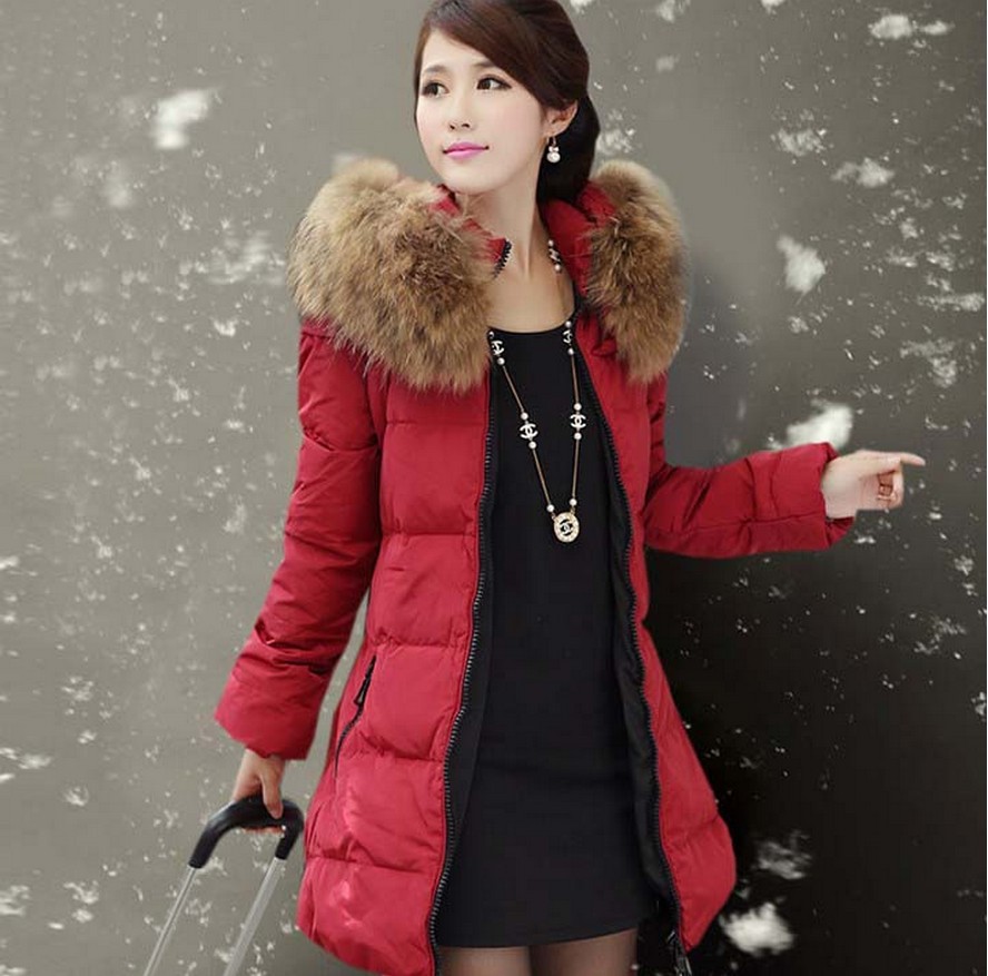Free Shipping Latest Style Women Winter Luxurious Duck Down Coat surcoat Overcoat Middle Long Jacket Outerwear slim fit
