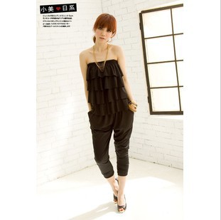 Free shipping + Layers of the scales wrapped chest sexy jumpsuits female 's jumpsuit