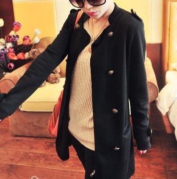 Free shipping Lead 2012 stand collar double breasted trench medium-long outerwear women coat cc028