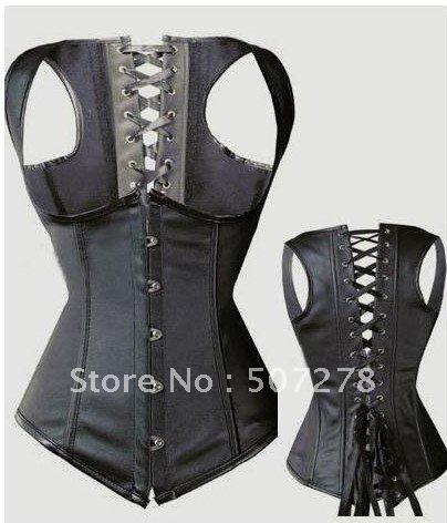 Free shipping! Leather Cincher Underbust Corset body lift shaper Sexy Lingerie Leather Lingerie wholesale retail 8229