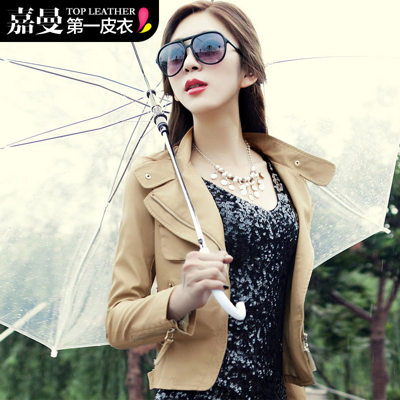 free shipping Leather clothing 2012 autumn ol short design stand collar small leather clothing women outerwear jacket 3kf39g6