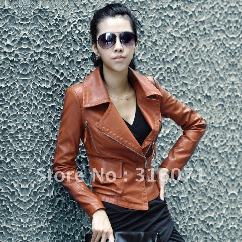 Free shipping : Leather clothing 2012 autumn outerwear design slim women's PU small leather clothing women jacket