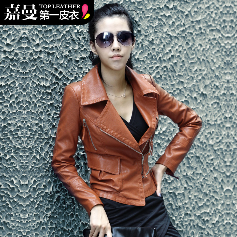 free shipping Leather clothing 2012 outerwear motorcycle short design slim women's PU small leather clothing women jacket 1102