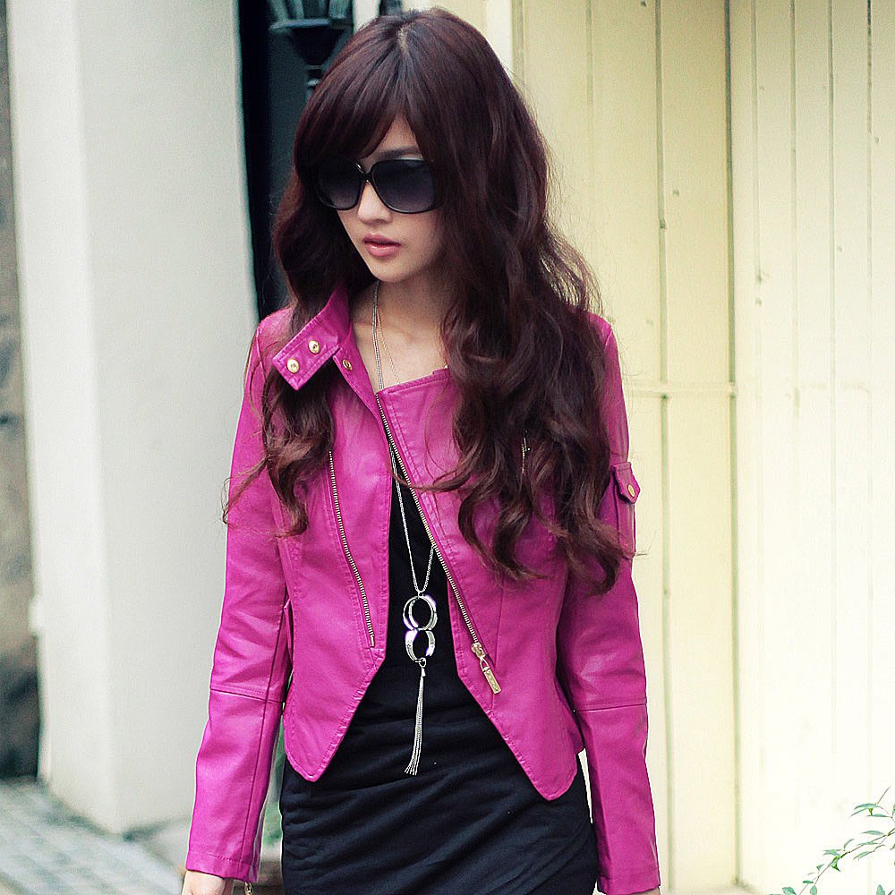 Free shipping Leather clothing slim short design small leather clothing women outerwear jacket motorcycle leather 0g6021k6