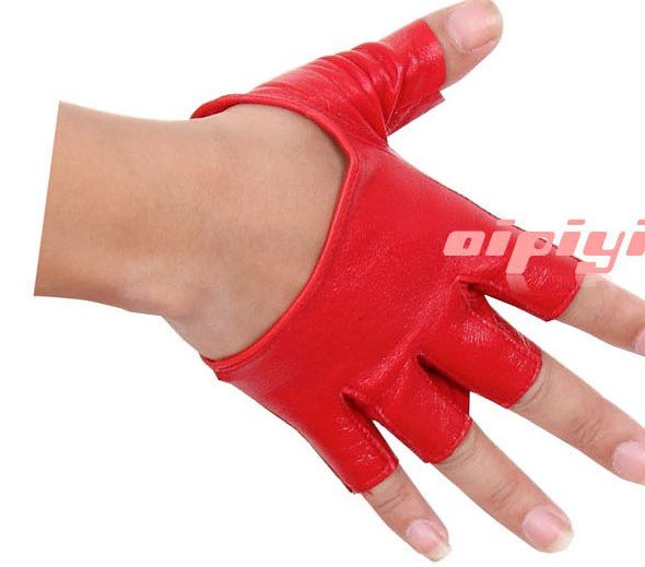 free shipping leather half finger gloves show ladies red dress fingerless gloves FOR SALE gift