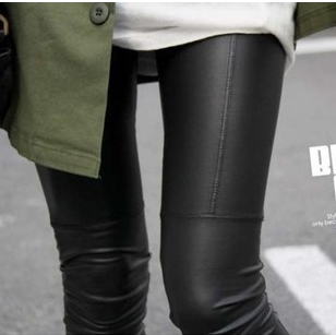 FREE SHIPPING Leather patchwork 2013 slim legging super repair ankle length trousers faux leather pants ,NEW ARRIVAL
