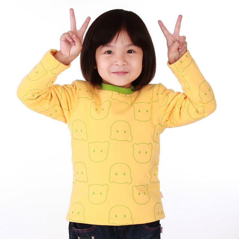 Free shipping Leather spring male female child long-sleeve T-shirt 100% cotton children cartoon casual sweatshirt pullover