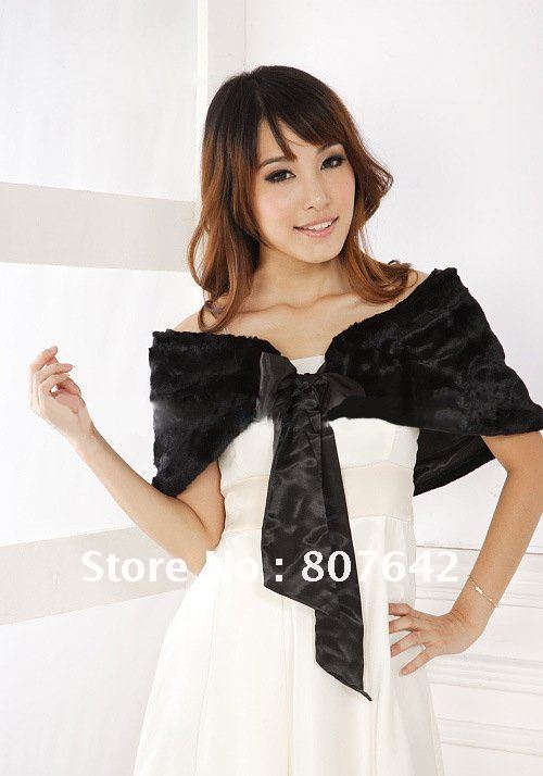 Free shipping Length 95cm long black ribbon style wedding jackets bridal shawls shoulder width for 38cm Sky-S032