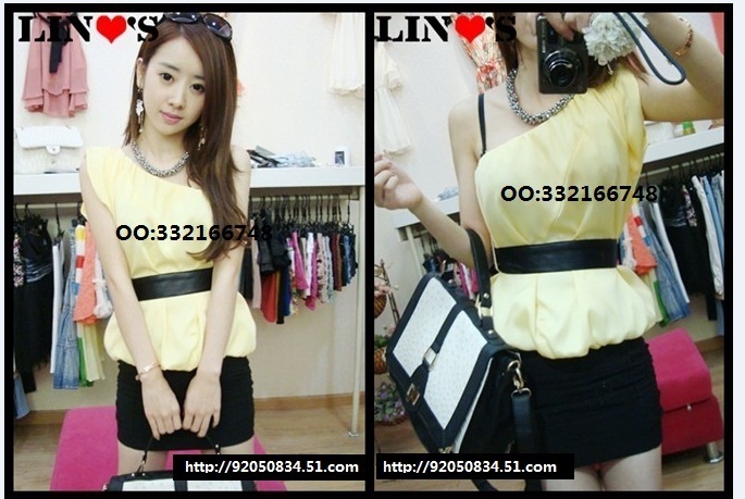 free shipping Lin lsquo . s 2013 strapless all-match loose female top t-shirt cape shirt chiffon shirt summer