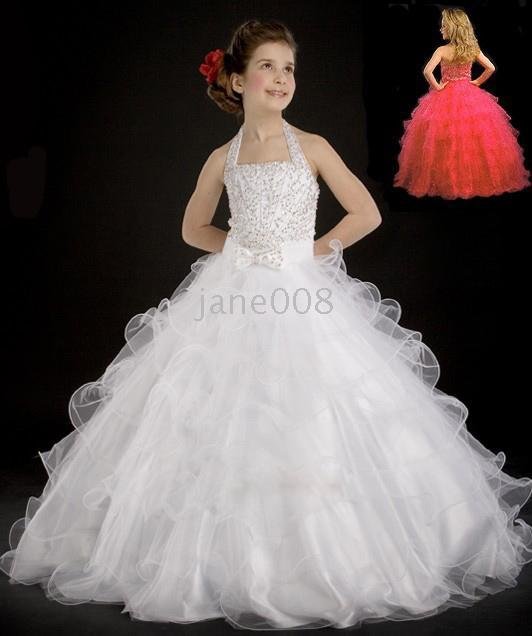 Free shipping---- Little girl' beautiful party dress/ X mas dress/flower girl dress #FD685