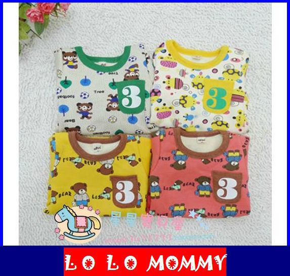 Free Shipping [LoLo Mommy] Children Girls Boys Lovely Cartoon Thermal Underwear, Warm Sleepcoat, 75cm-85cm