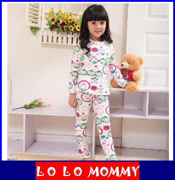 Free Shipping [LoLo Mommy] Winter Autumn Girls Boys Lovely Warm Thermal Underwear Velvet Sleepcoat,90-130cm+Retail