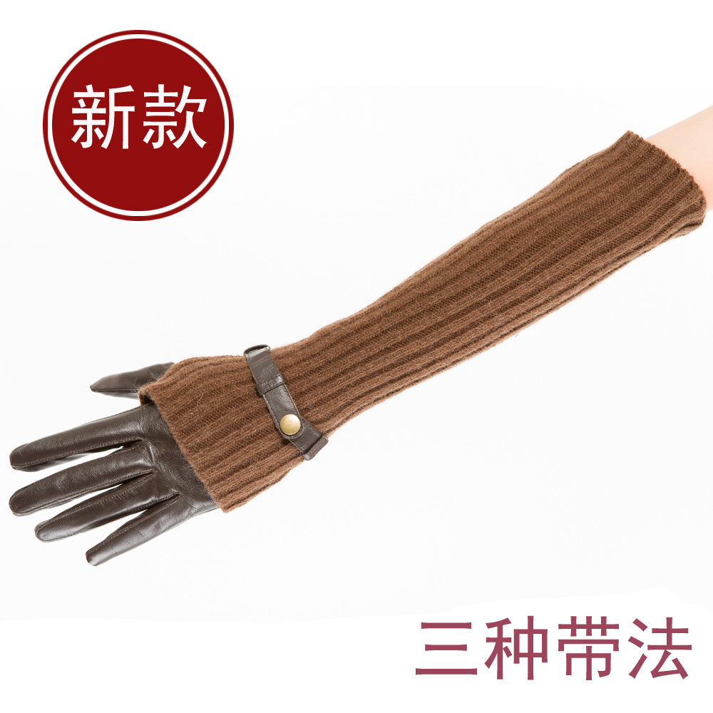 Free Shipping Long design sheepskin gloves women's genuine leather gloves