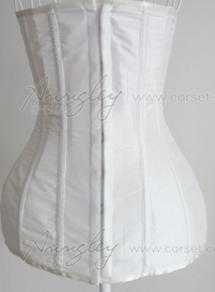 Free Shipping! Long Full Body White Underbust Corset Bustier For Waist Training