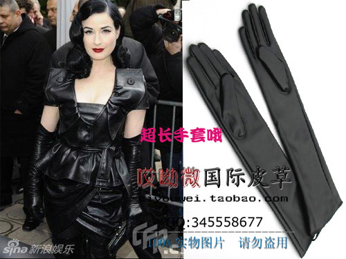 free shipping Long gloves long 50cm soft faux leather long gloves