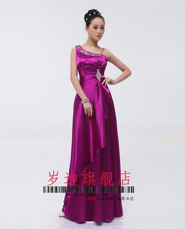 Free shipping Long section of the woman shoulder dress, banquet evening dress, bridesmaid dress