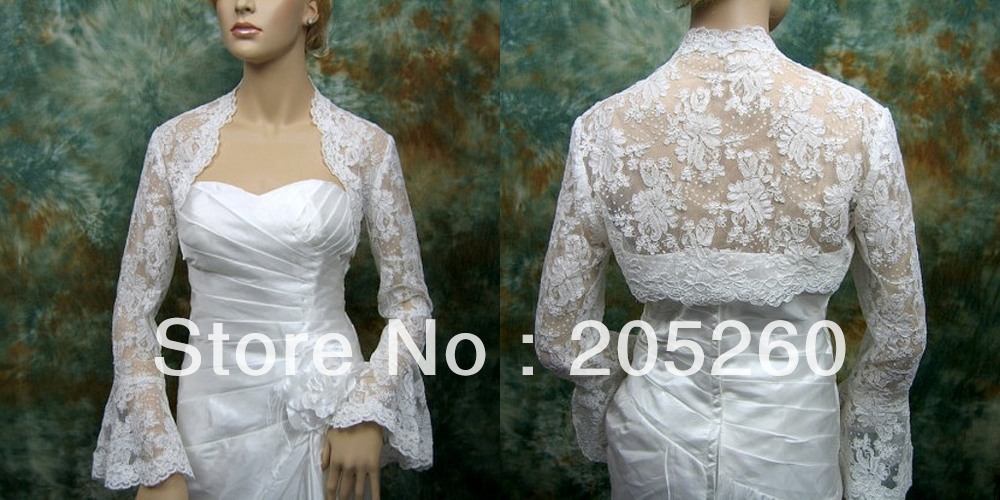 Free Shipping Long Sleeve Bridal Wedding Lace Jacket AJ10