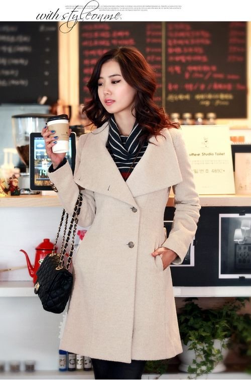 Free Shipping Long Sleeve Lollipop Solid Color Turn Down Collar Women's Coat Winter Cardigan Windbreaker With Belt YN006