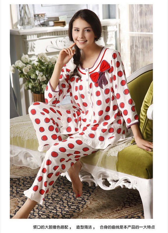 Free Shipping Long-sleeve sleepwear female autumn thickening 100% cotton knitted lounge Z6707 Sleep & Lounge