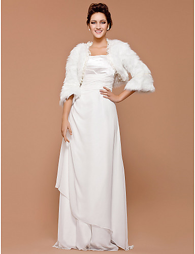 Free shipping Long sleeves Faux Fur Jacket Wedding accessories Cape Winter Wedding Jackets