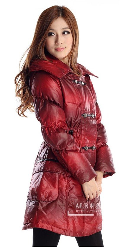 free shipping ! Long style woman upset hooded brought down jacket 3022