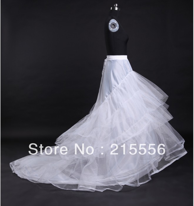 Free   Shipping Long Tailing Double Steel Wires Gauze Wedding Petticoat