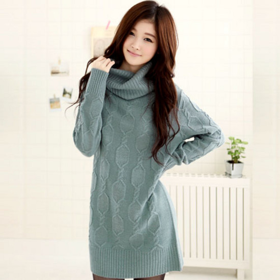 free shipping Loose sweater female ladies'  2013 autumn winter new arrival straight turn-down collar long design sweater thick