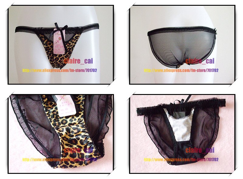 Free shipping Lot 3pcs 3styles Leopard Net Yarn gauze Lace bowknot Panty Women&Ladies Brief underwear Briefs sexy Panties 339