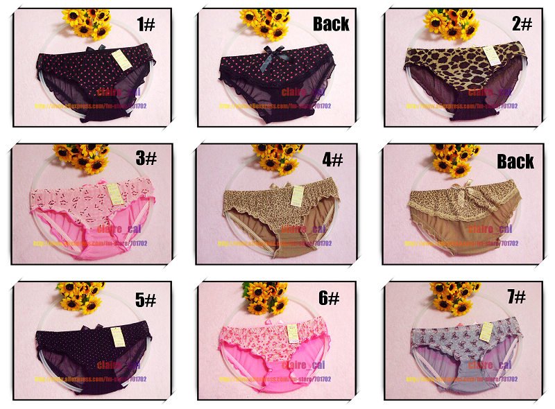 Free shipping Lot 7pcs 7styles Net Yarn Smooth Lace Bowknot Simple Panty Women&Ladies Brief underwear Briefs sexy Panties 1215