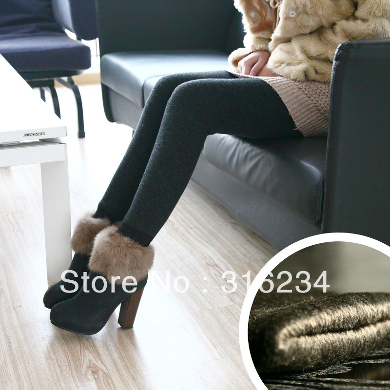 Free shipping Lovebox winter thicken velvet tights silver yarn stockings femlae  ankle length leggings