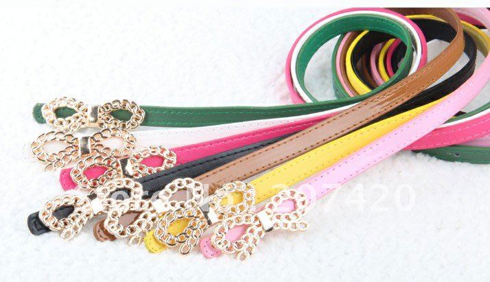 free shipping lovely alloy butterfly buckle leather belt,bowknot leather waistband,10pcs/pack
