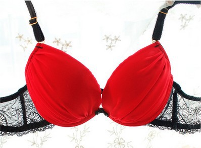Free shipping lovely and sexy lingerie Underwear lace brassiere deepv bra Benming red and black lingerie BR-032