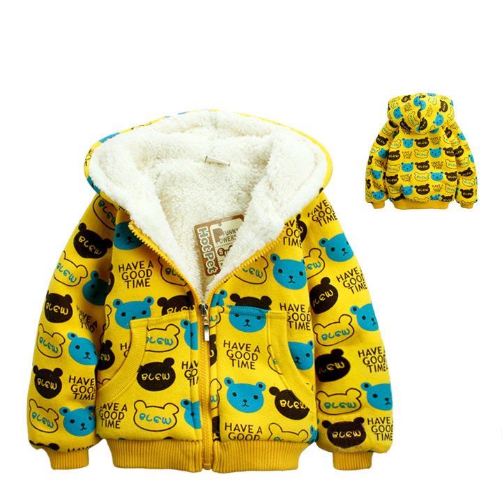 Free shipping lovely bear children winter jacket with fur for girl for wholesale and retail