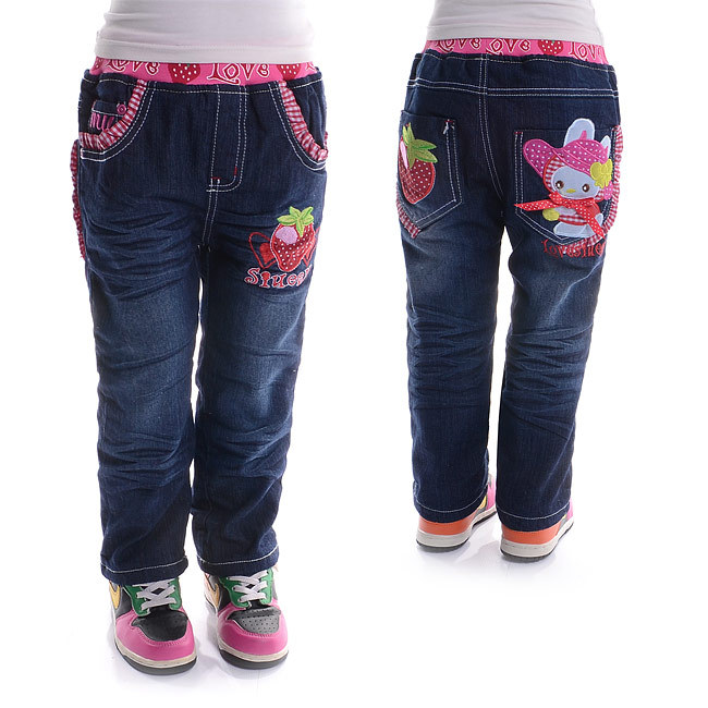 Free shipping lovely girl winter girl's thick jean for wholesale and retail