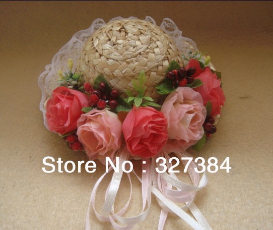 Free Shipping Lovely Lace Ribbon Straw Hat For Party / Headpieces D145