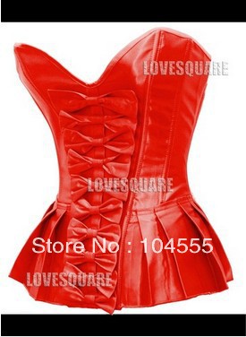 Free Shipping Lovely Lingerie Full Red Lace Up Back Boned Corset Top S-2XL