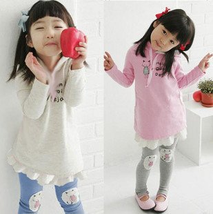 Free shipping lovely sweatshirt + trouser for girl thin style spring and autumn wholesale and retail