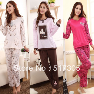 FREE SHIPPING Lovers sleepwear  100% cotton long-sleeve women's autumn and  SPRING casual set