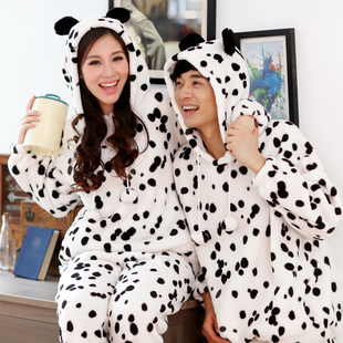 Free shipping Lovers sleepwear autumn and winter coral fleece sleepwear super soft male women's thickening lounge set
