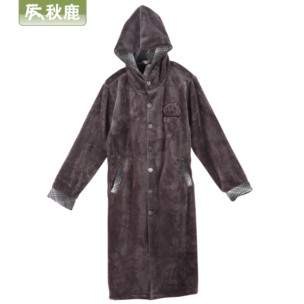 Free shipping Lovers sleepwear coral fleece robe male thickening winter lounge 2012 new arrival long-sleeve q446