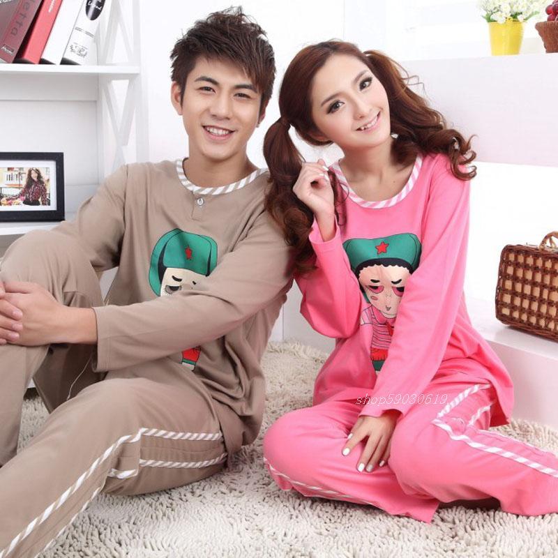 free shipping Lovers sleepwear male female spring and autumn spring long-sleeve 100% cotton 100% cotton lounge a423 dropshipping
